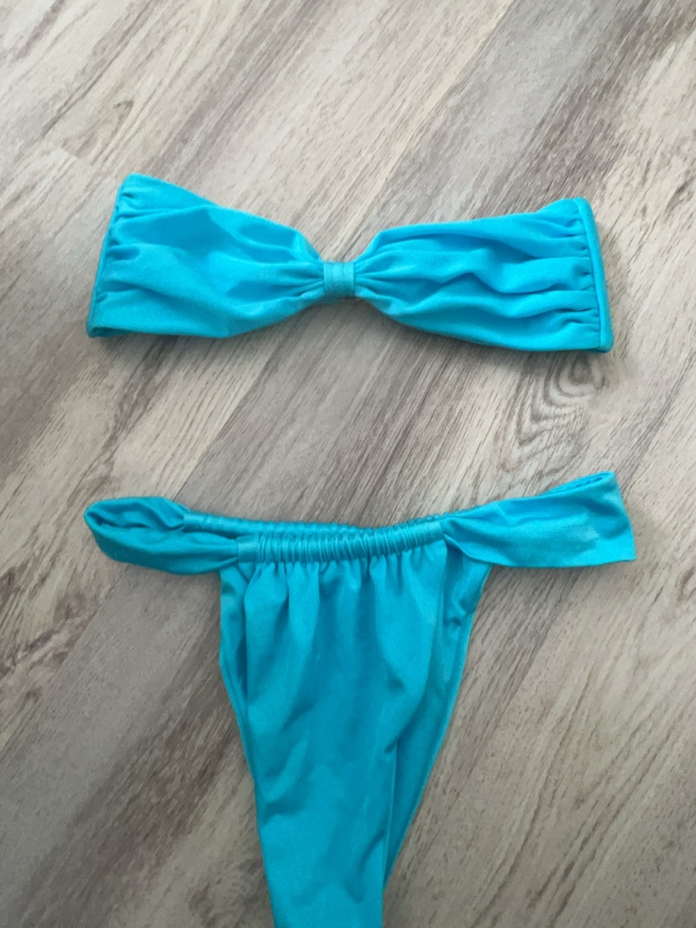 Turquoise Bandeau Bikini Set - Women Swim Bikini